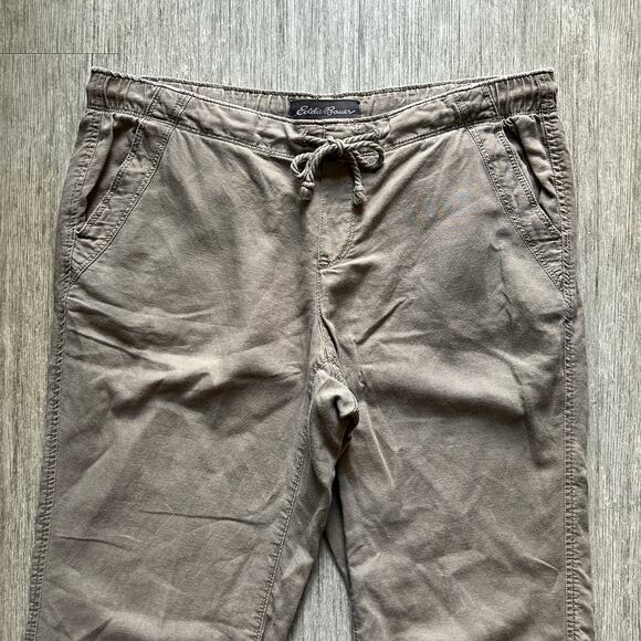 Eddie Bauer Taupe Linen/Cotton Drawstring Waist Lightweight Pants Size Small - Picture 3 of 11